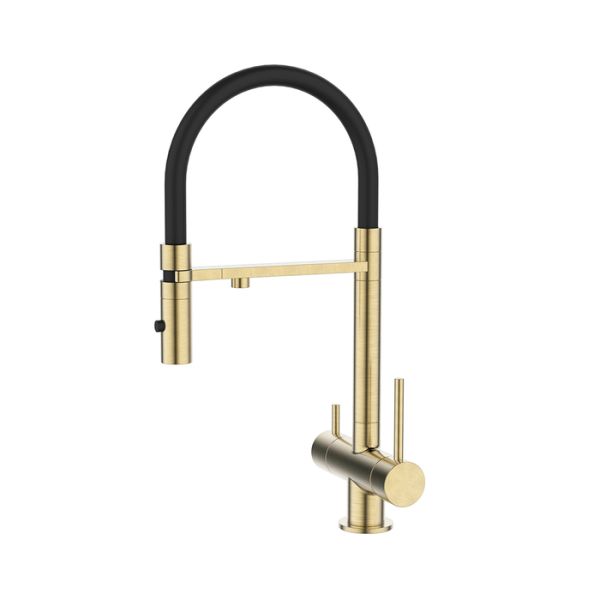 Смеситель для кухни IDDIS Ace ACEMGFFi05 с гибким изливом и каналом для фильтрованной воды, матовое золото