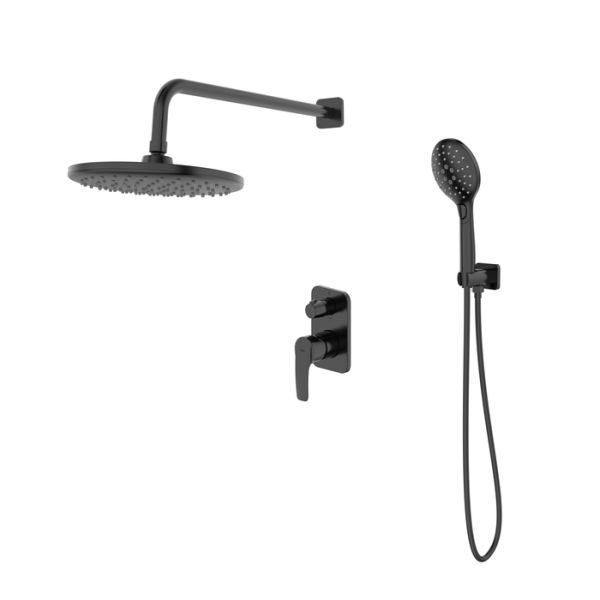 Душевая система скрытого монтажа IDDIS Ray RAYBL02i67 с тропическим душем, черная матовая